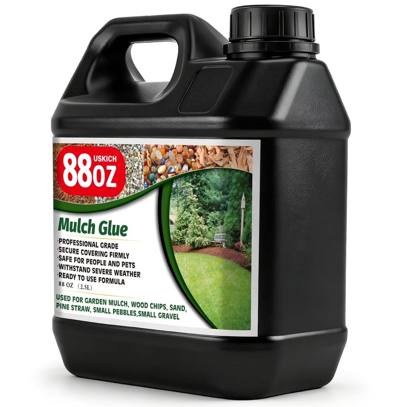 USKICH Mulch Glue for Landscaping, 88 0Z Rock Glue,Fast-Dry No-Toxic Long-Lasting Strong Pebble Binder, Pine Straw for Outdoor, Mulch Lock for Cypress, Lawn, Garden,Landscape Edging - Image 1